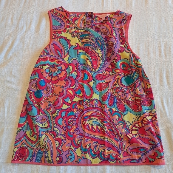 Lilly Pulitzer Embellished Paisley women's size small silk tank top, - Picture 1 of 4